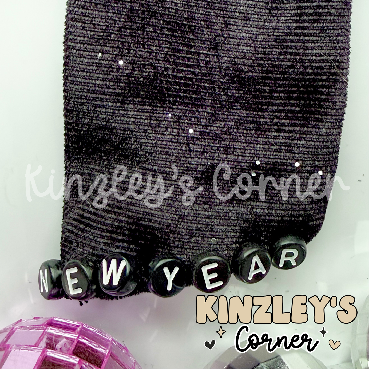 New Years Beaded Velvet Long Tail Bow