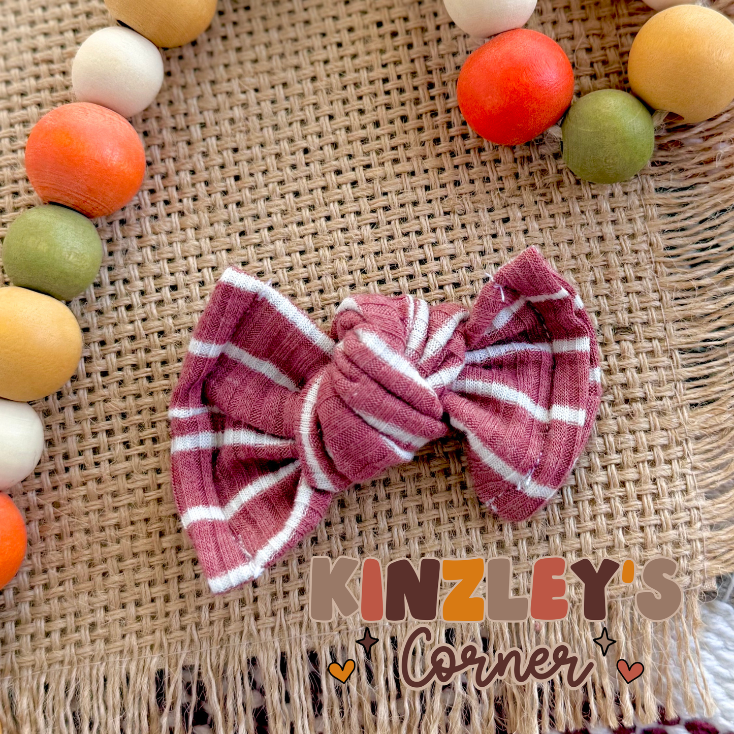 Mauve Stripes Bree Bow