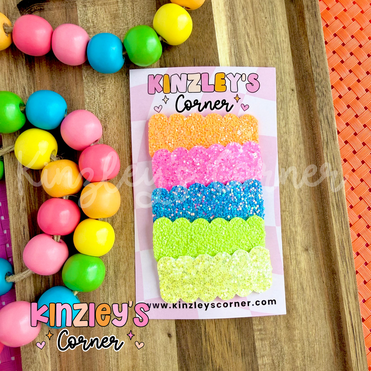 Neon Glitter Snap Clips