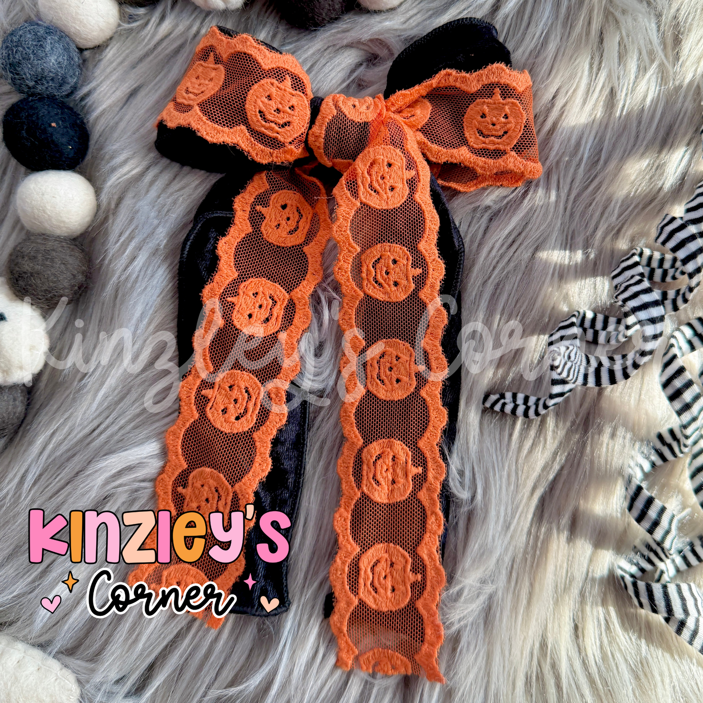 Velvet Pumpkin Ribbon Bow