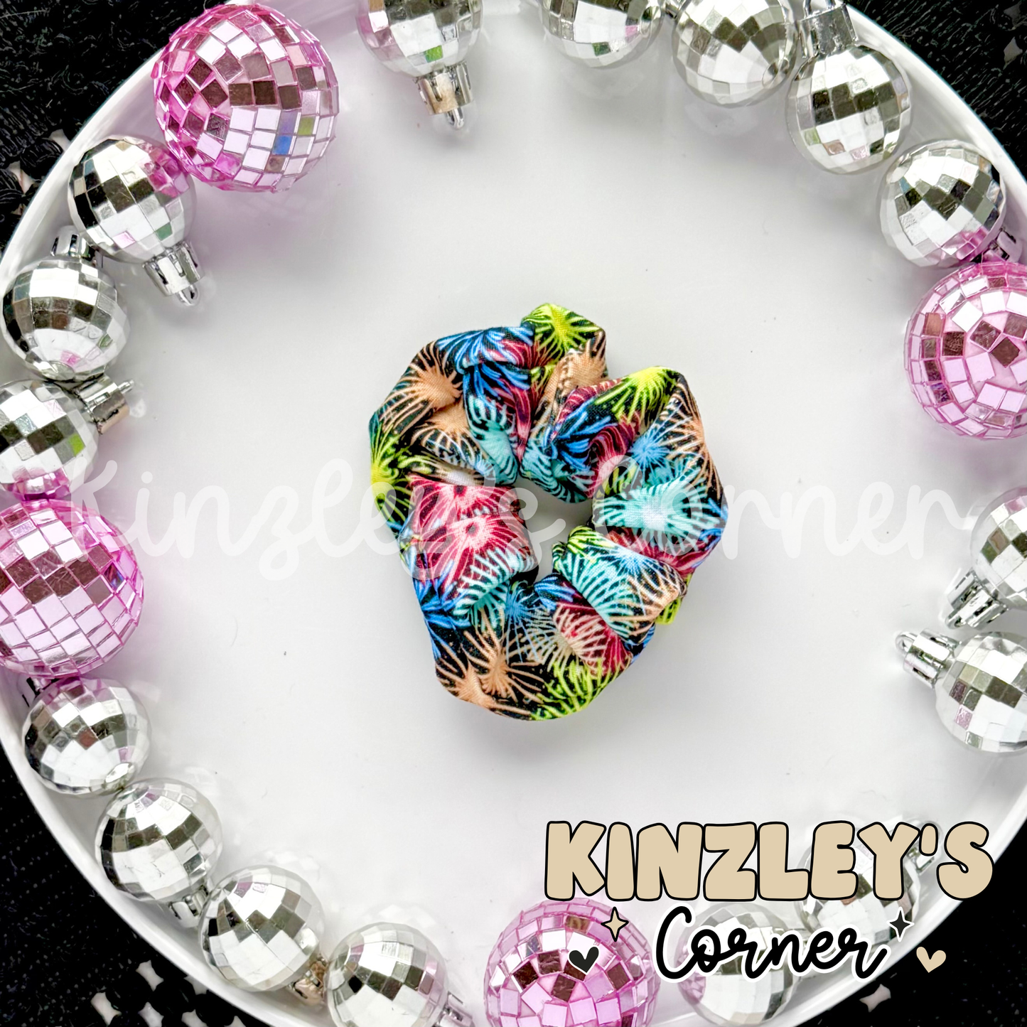 New Years Fireworks Scrunchie