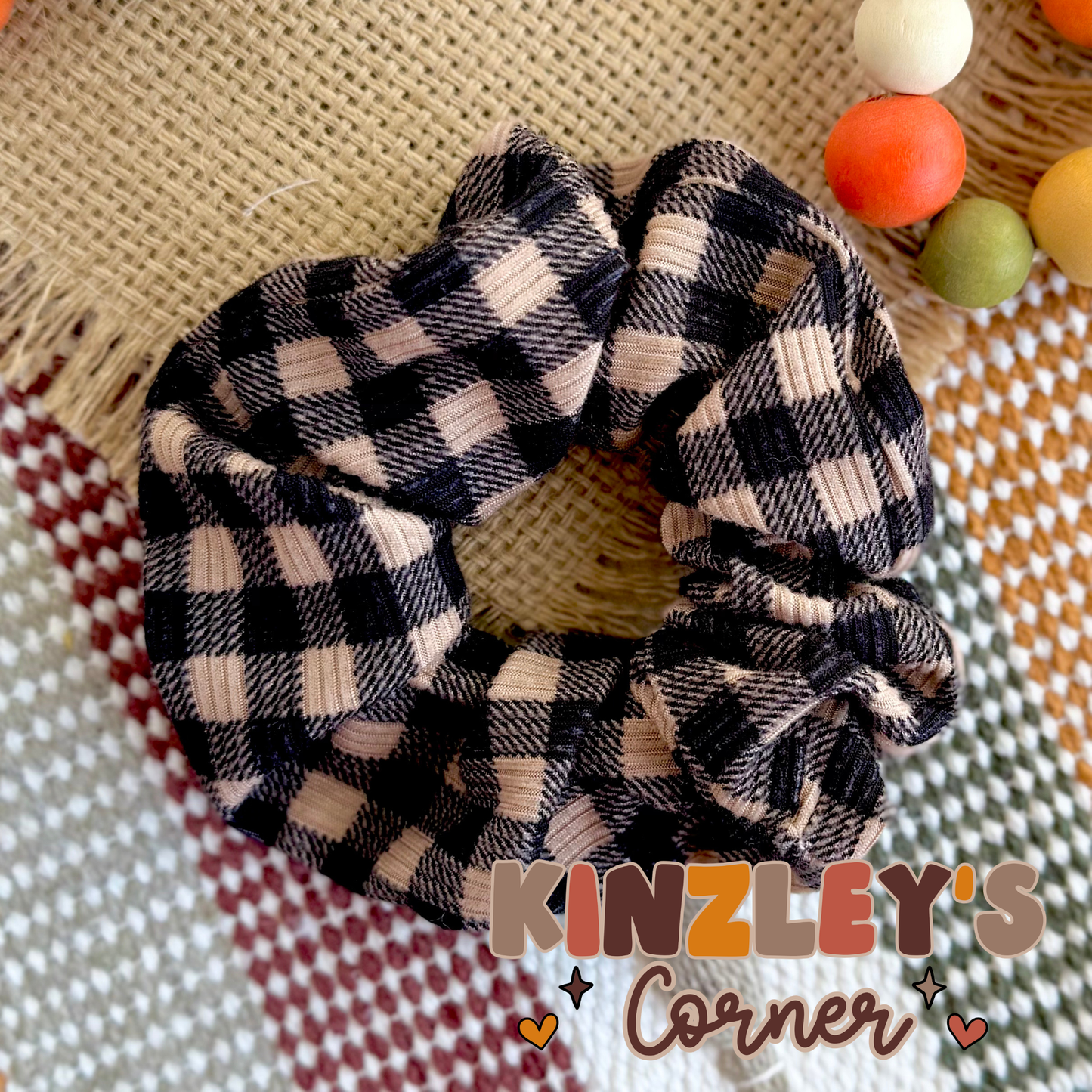 Thanksgiving Dinner Gingham Scrunchie