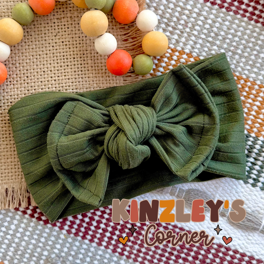 Olive Rib Knit Pipyr Headwrap