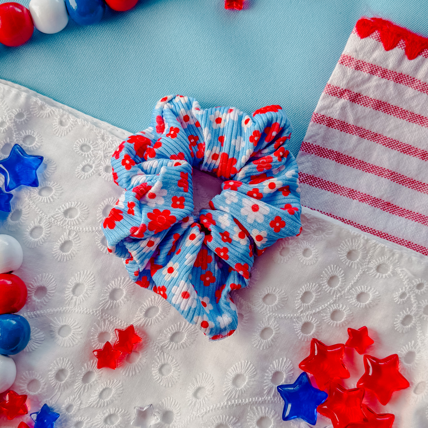Patriotic Petals Scrunchie