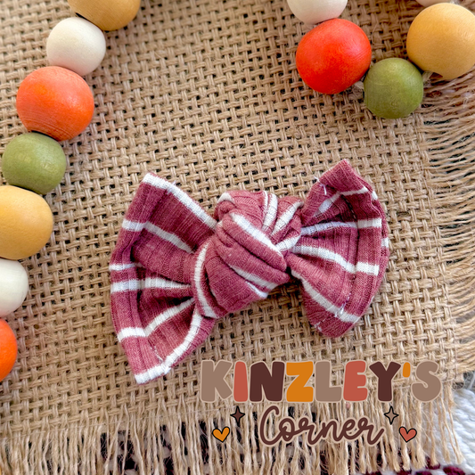 Mauve Stripes Bree Bow