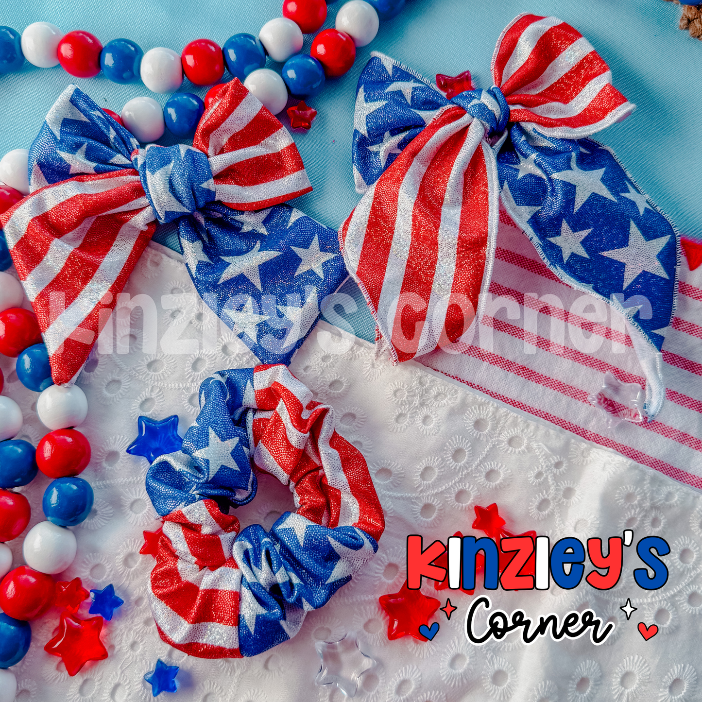 Stars, Stripes & Sparkles Two Tone Scrunchie