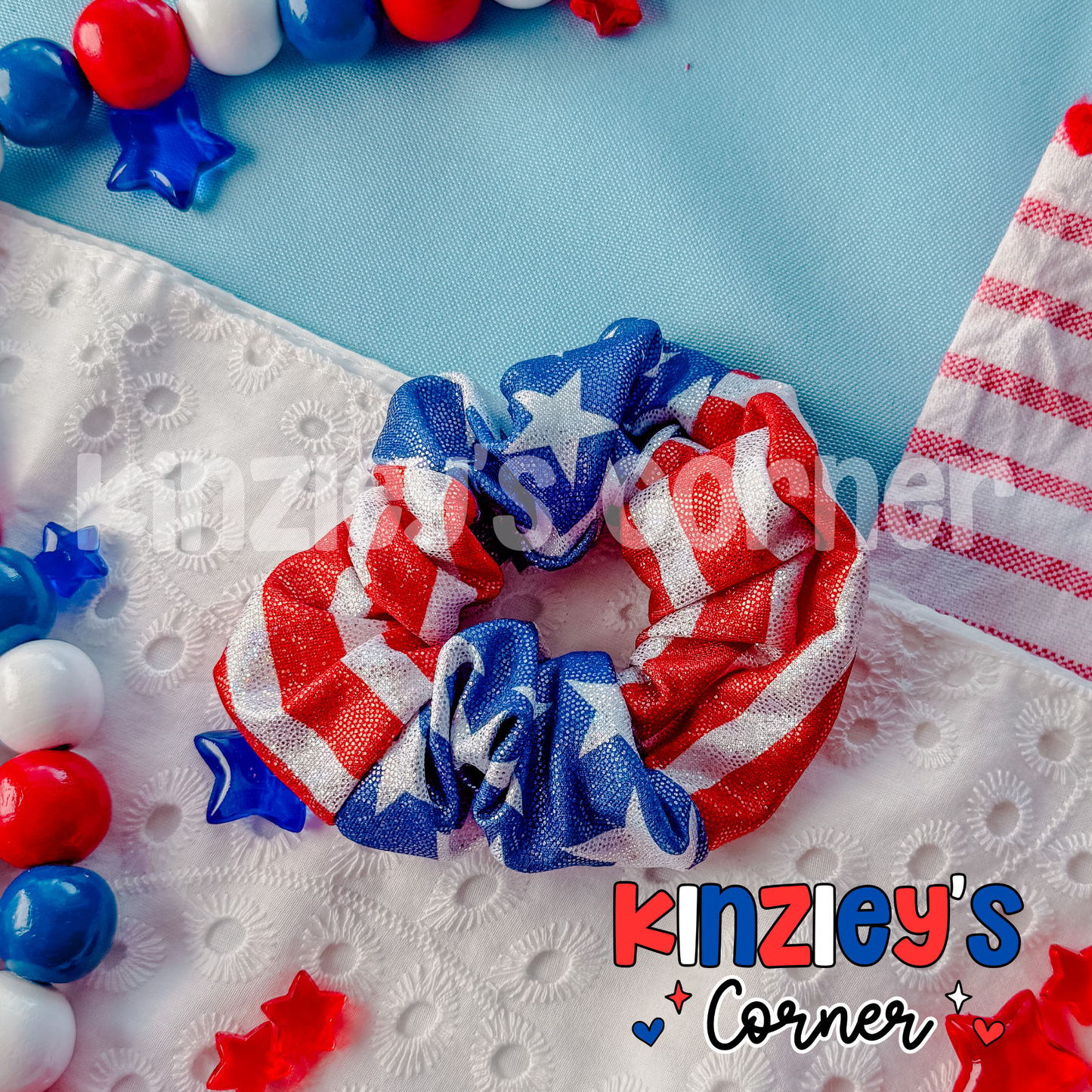 Stars, Stripes & Sparkles Two Tone Scrunchie