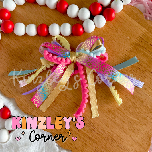 Rainbow Leopard Lexie Ribbon Bow