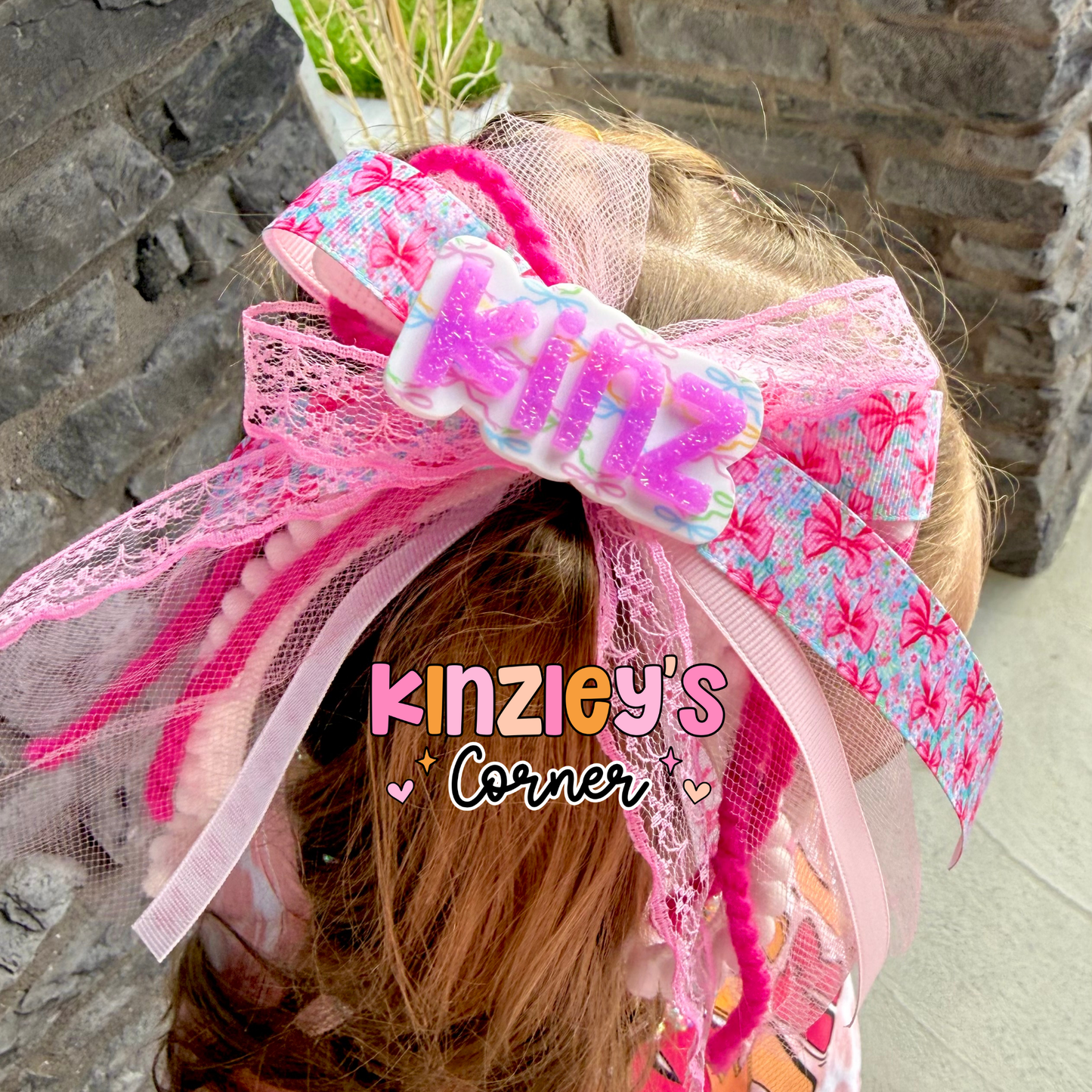 Pink Floral Lexie Ribbon Bow