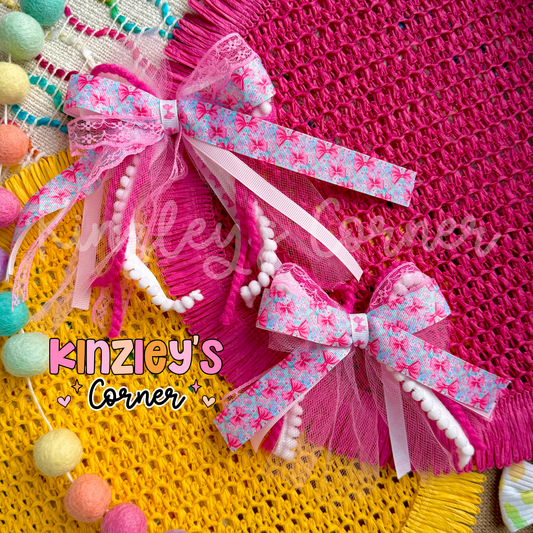 Pink Floral Lexie Ribbon Bow