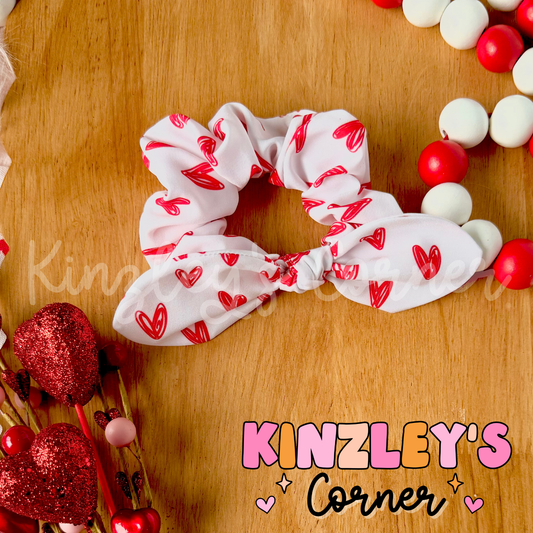 Sketch Heart Bunny Ear Scrunchie