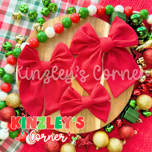 Deep Red Skinny Rib Knit Collection