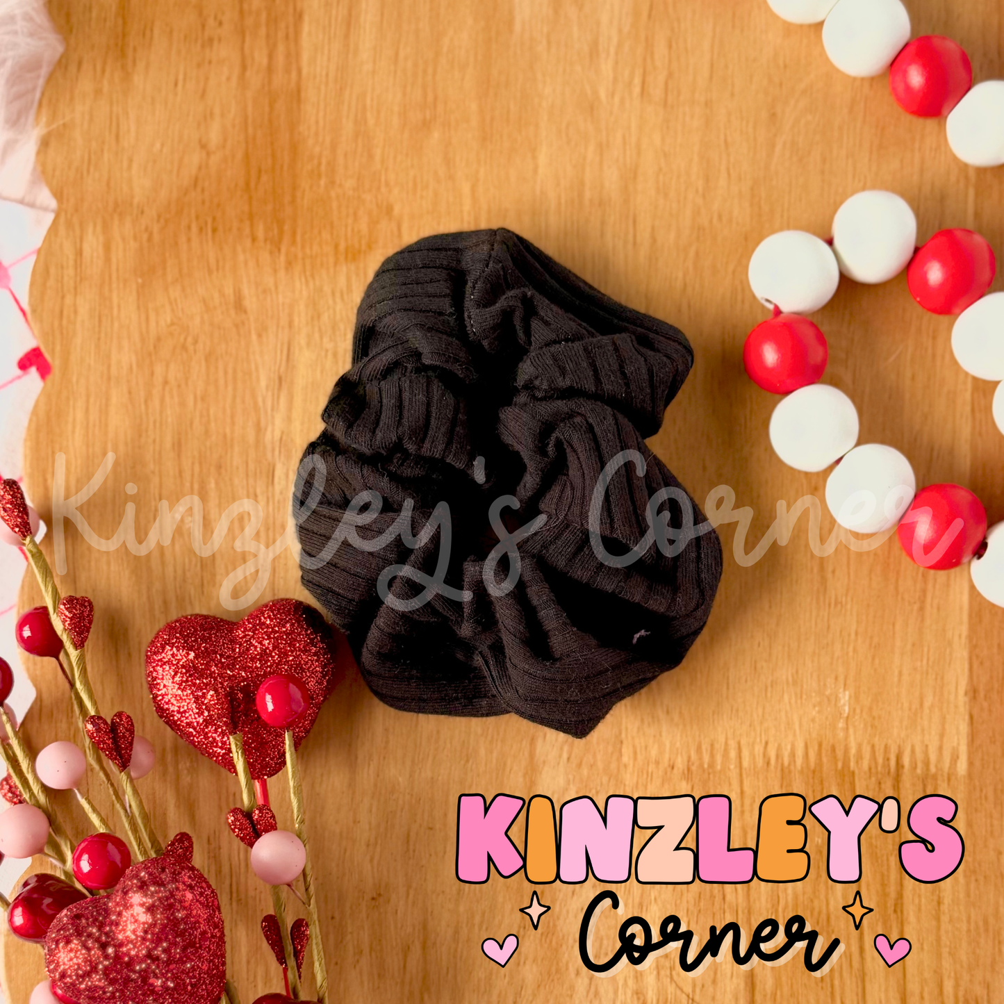 Black Rib Scrunchie