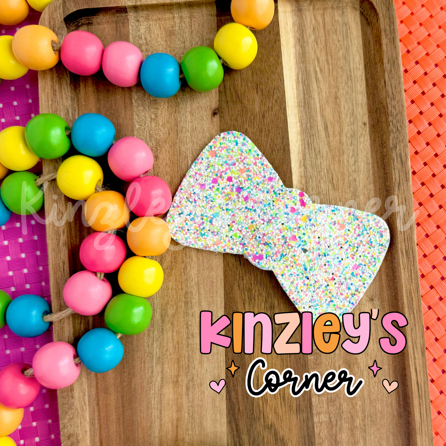 Large Bow Rainbow Glitter Snap Clip