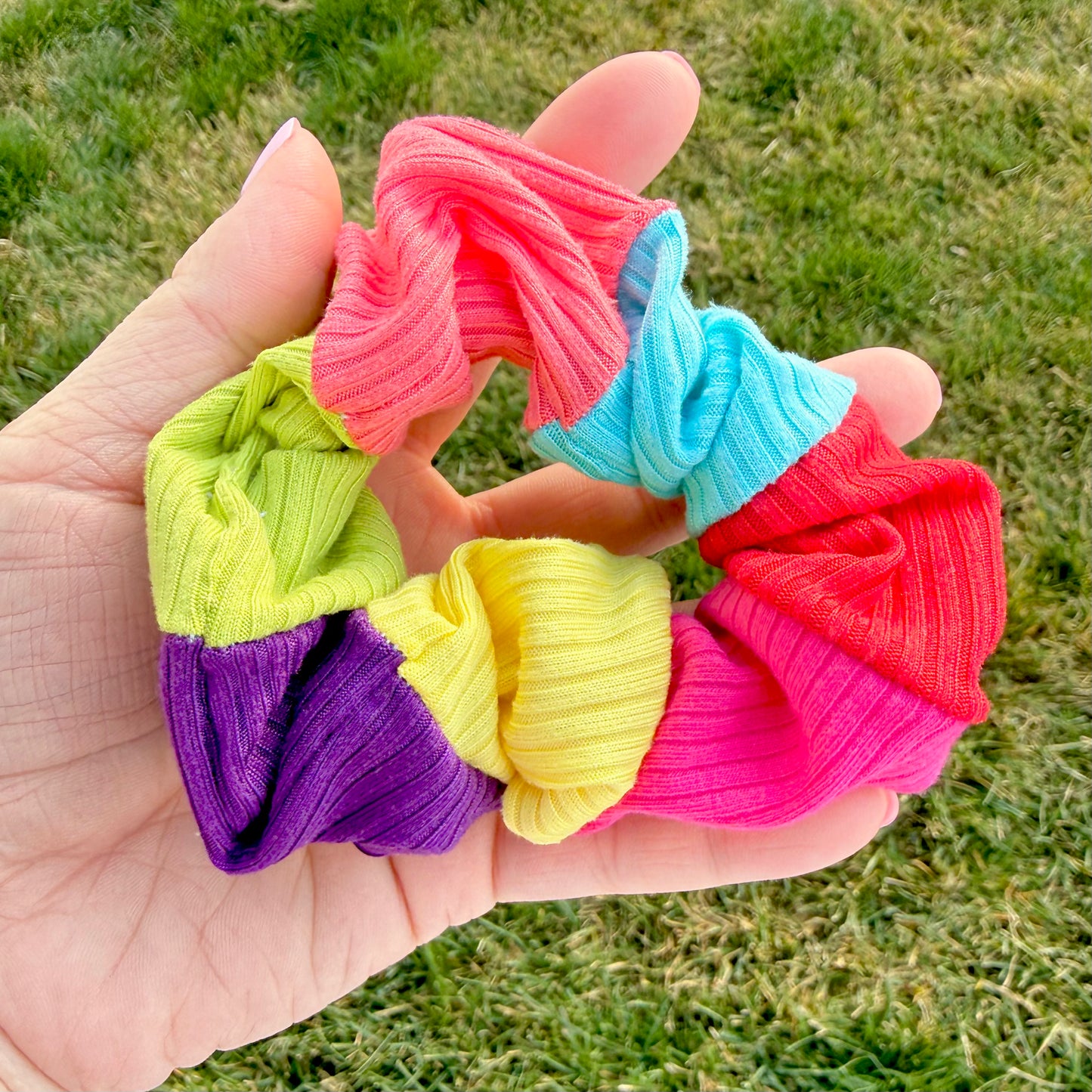 Rainbow Knit Scrunchie