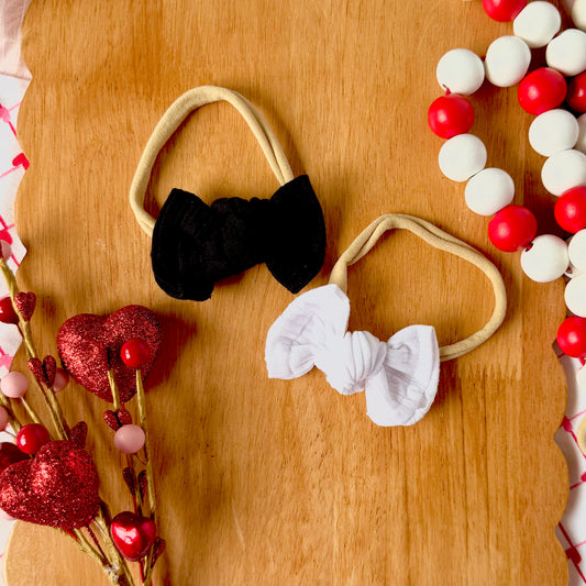Black & White Ribbed Bree Bows