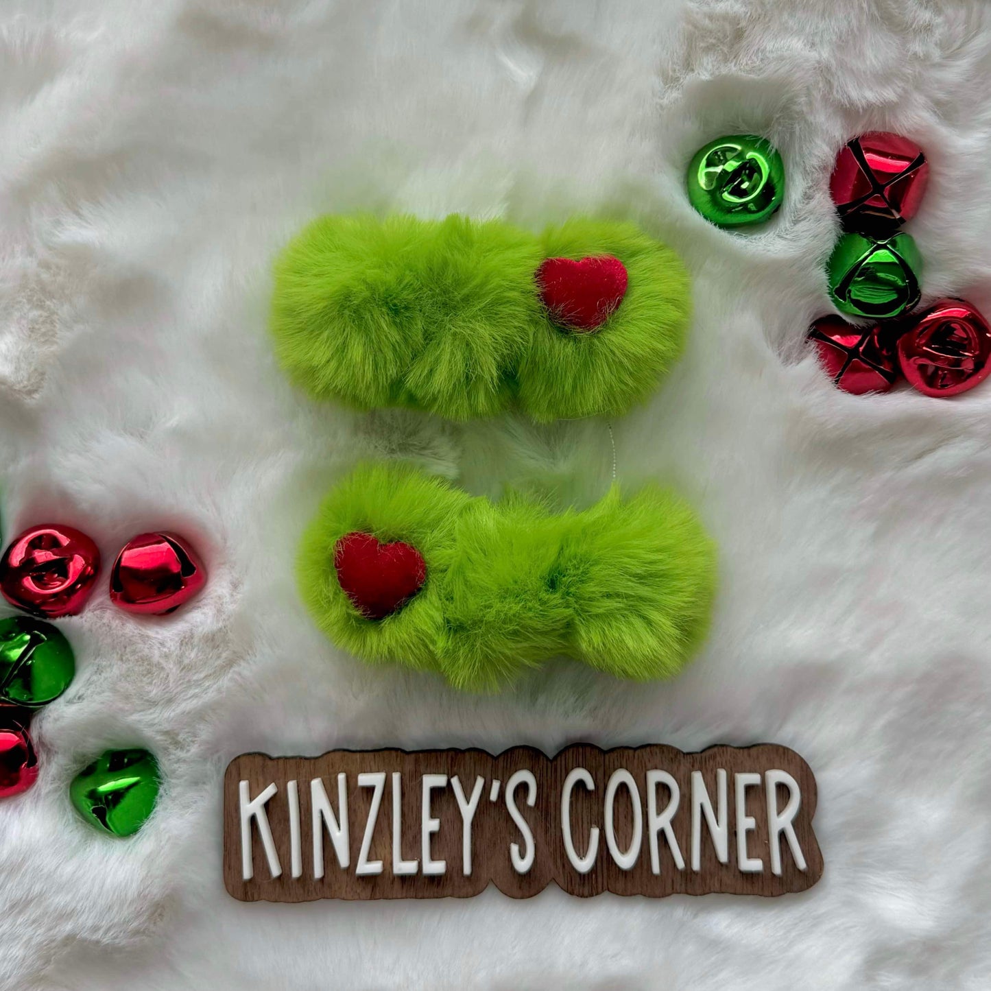 Red Meanie Greenie Fur Clip