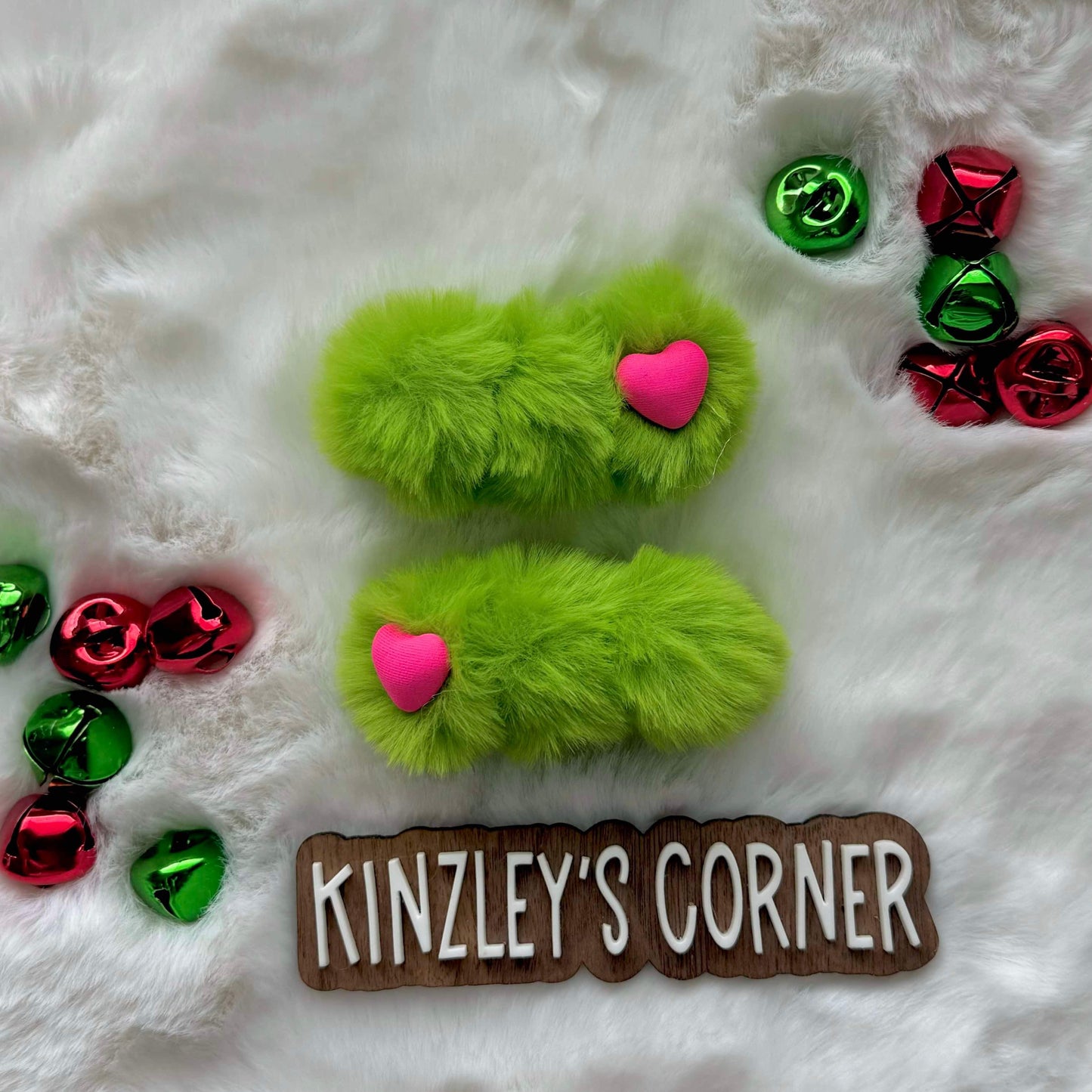 Pink Meanie Greenie Fur Clip