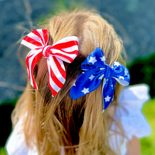 Stars & Stripes Velvet Hallie Pigtail Set